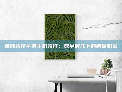 大庆赚钱软件苹果手机软件：数字时代下的财富机会